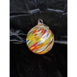 Glass Eye, beautiful brightly colored swirled glass ball Christmas Ornament.